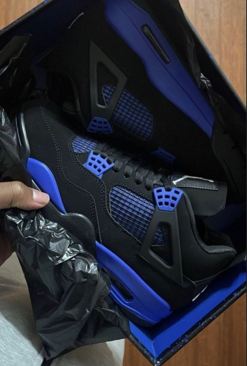 Air Jordan retro 4 negro y blue