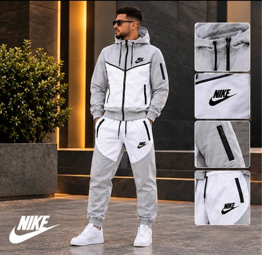 Nike Tech Fleece Gris y Blanco