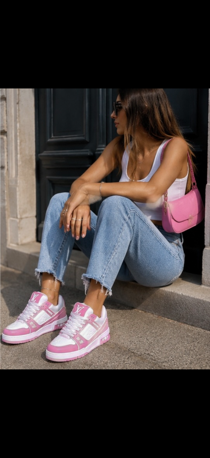 Louis Vuitton Trainer Rosa Y Blanco